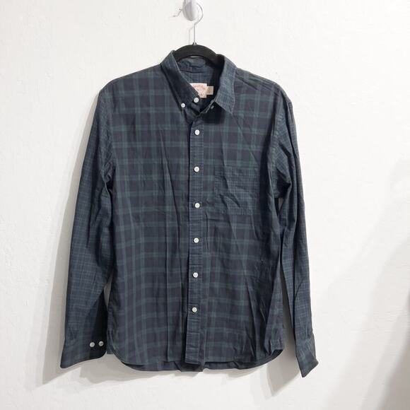 Brooks Brothers Tartan Plaid Colorblock Button Down Shirt Medium Navy Blue Green - Picture 1 of 7